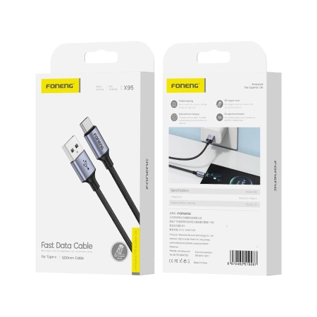 Kabel Foneng X95 USB-C 3A 1.2M Czarny